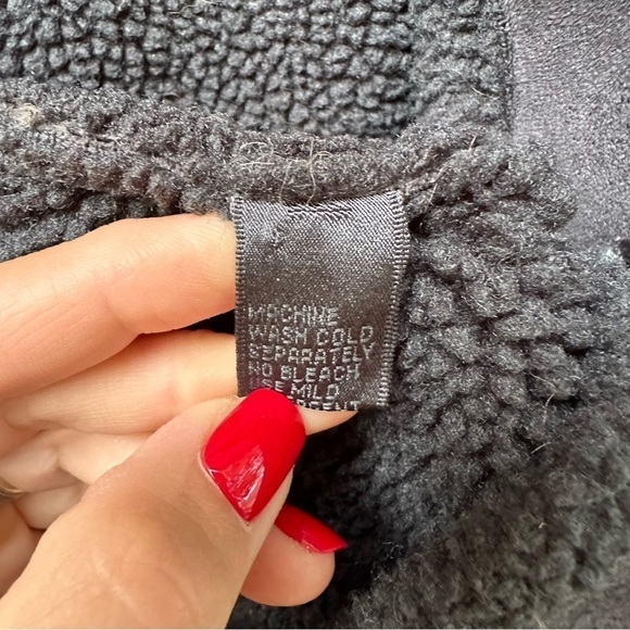 Kiko Faux Suede Sherpa Lined Black Jacket Cozy Soft Fleece Button Front Medium - Picture 7 of 9